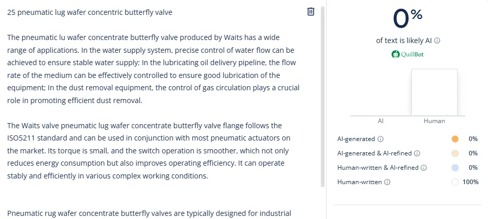 Pneumatic Lug Wafer Concentric Butterfly Valve