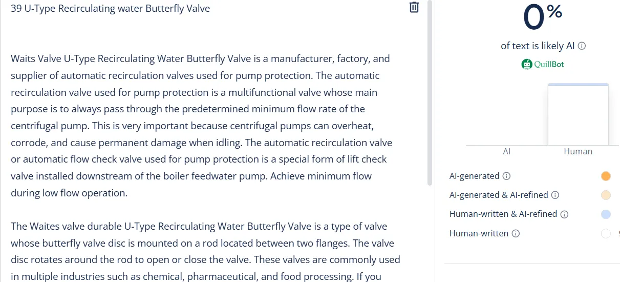 U Type Recirculating Water Butterfly Valve